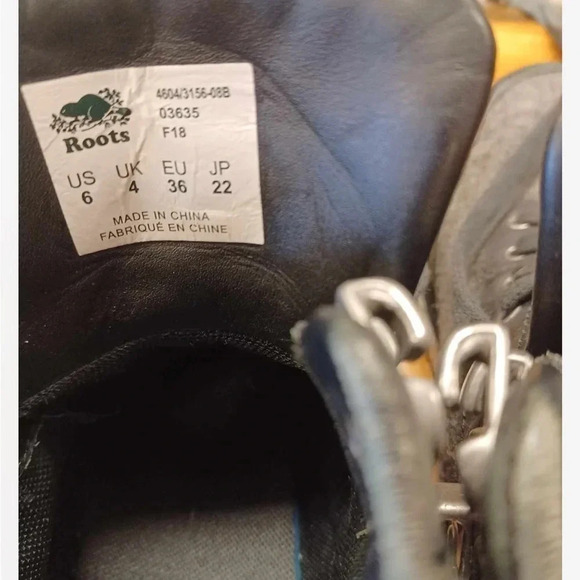 Roots Rideau  Mid Sneaker Grey Black Wool Leather Size 6 - Picture 12 of 13